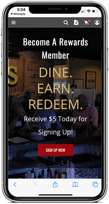Image of phone with website for joining business rewards program on it